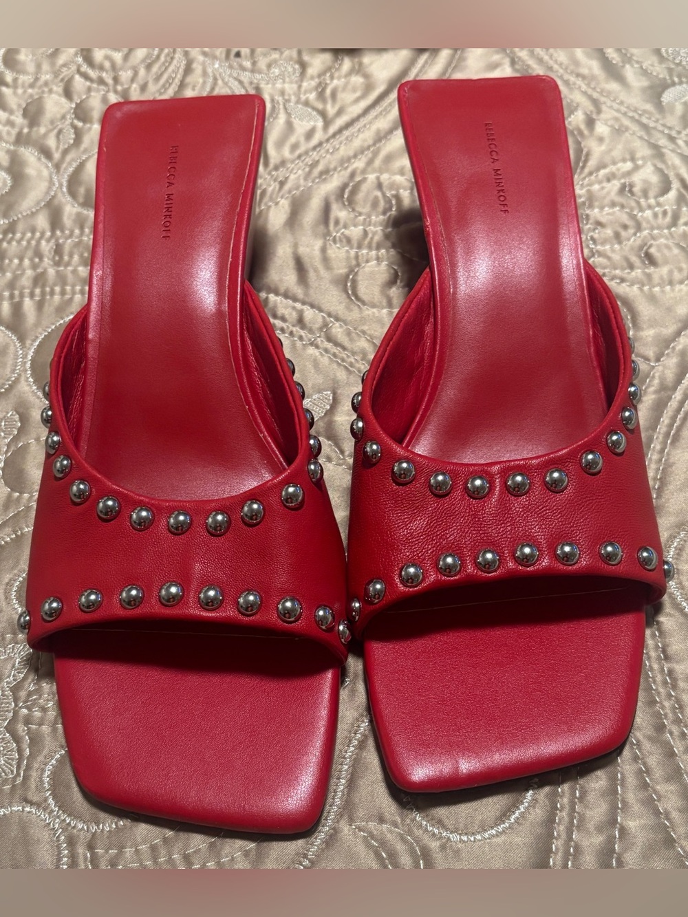 Rebecca Minkoff Red Studded Slide Sandals Size 8.5
